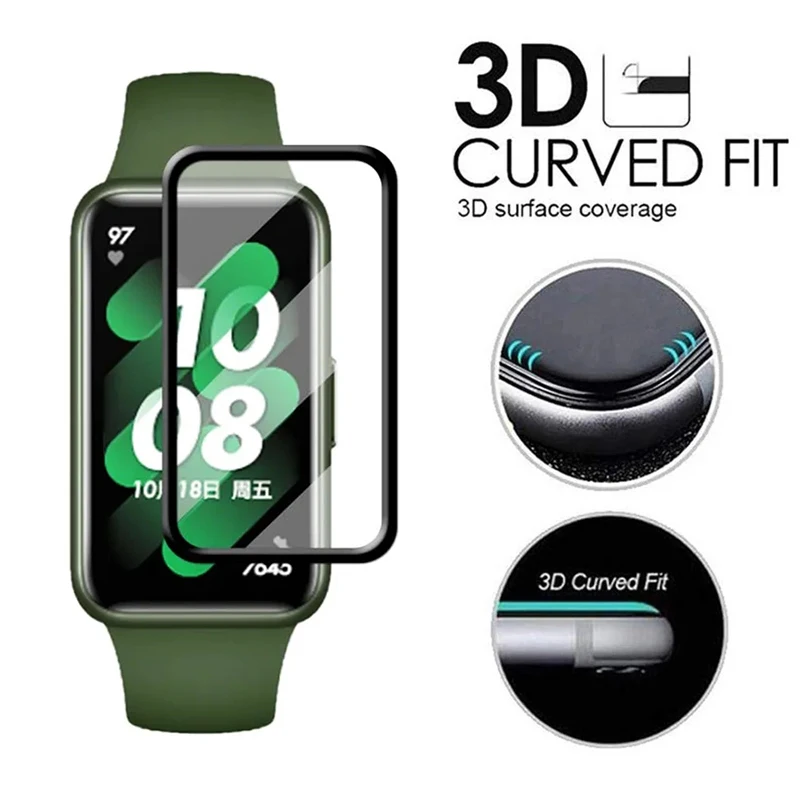 3D โค้ง Soft Glass สําหรับ Huawei Band 8 7 6 Pro Smartwatch Full Screen Protector ฟิล์มสําหรับ Honor band 6 7 ป้องกันฟิล์ม