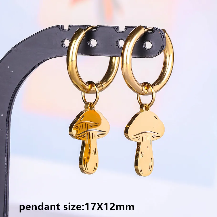 Engelskreuz Alien Anhänger Creolen Stern Schwert Bogen Edelstahl Runde Ohrringe für Damen Herren Schmuck Piercing Aretes Geschenk – Detail 11