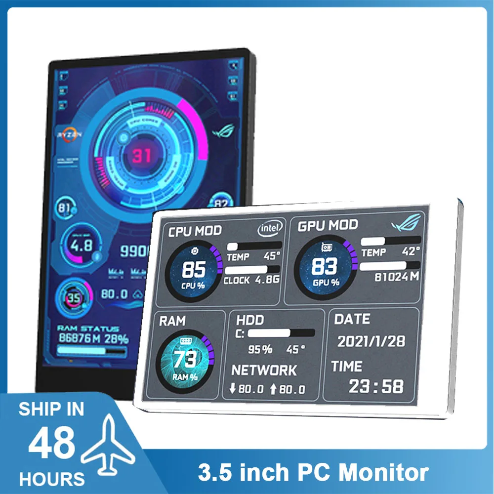 

3.5 Inch IPS PC Monitor,320*480 Mini PC Secondary Screen,DIY PC Gaming Temperture DATA LCD Display tela monitoramento