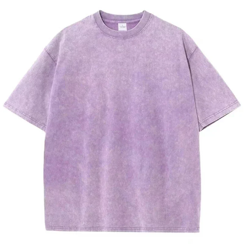 2026 النمط الأمريكي الرجعية الوزن الثقيل بلون قصيرة الأكمام تي شيرت الرجال النساء الصيف القطن الخالص غسلها القمصان القديمة المتضخم #6