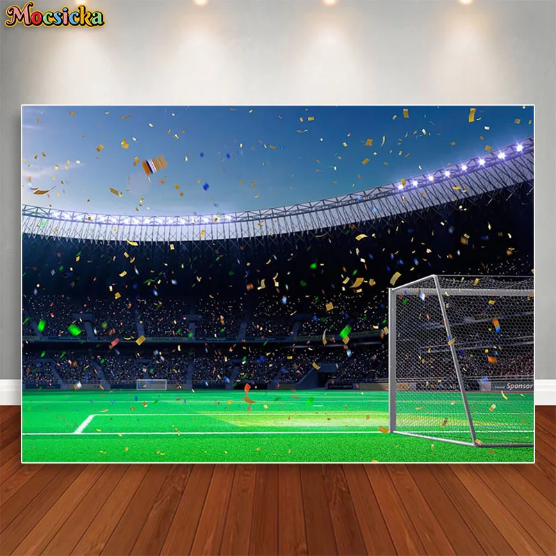 Mocsicka Birthday Background For Photography Football Soccer Field Sports Poster Baby Shower Backdrop Photo Studio Props