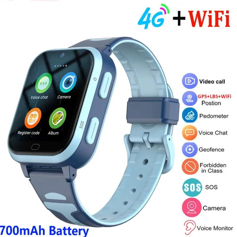 Voor Xiaomi 4G Wifi Kinderen Smartwatch 700Mah Batterij Video Call Sos Gps + Lbs Location Tracker Sim Card Horloge Kind Boy Girl