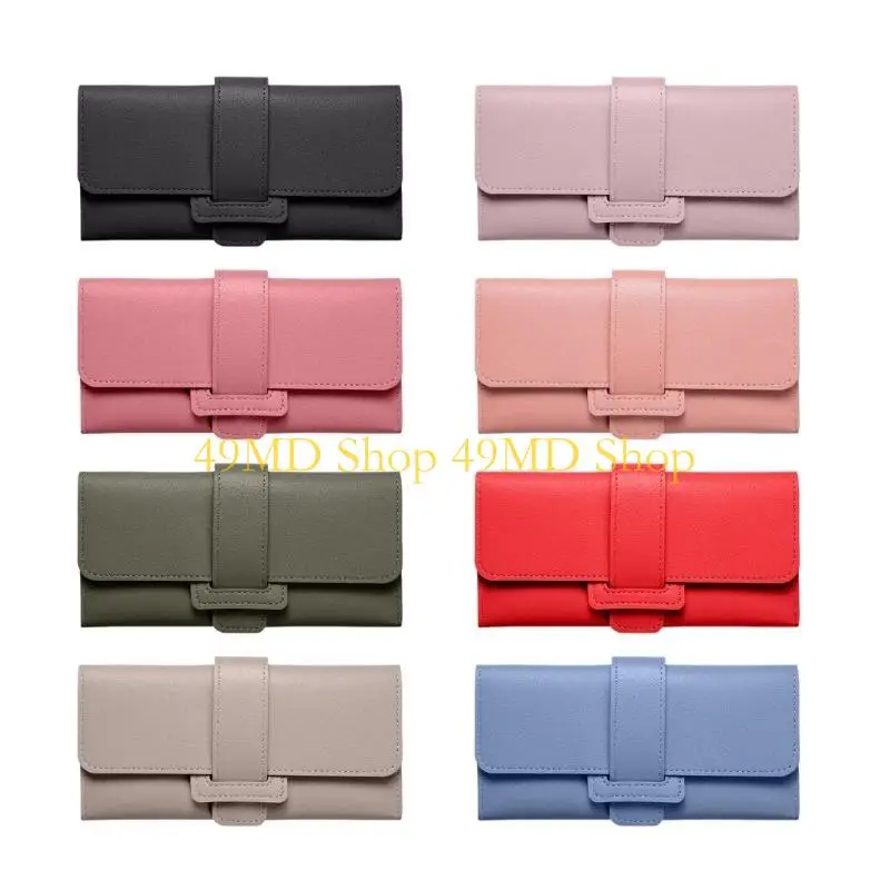 

49MD Minimalist Purse Women's PU Leather Long Wallet Secure Zipper Closure and Ample Storage Space