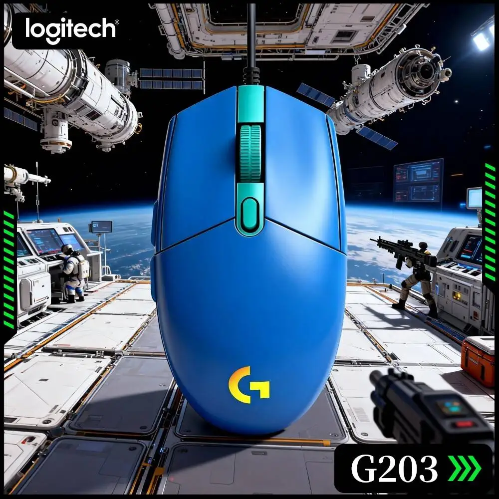 Logitech G203 Wired Gaming Mouse Multi‑Range DPI Ergonomic Contour Customizable RGB USB Plug‑And‑Play Laptop