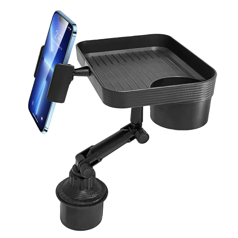 Suporte para celular para copo de carro, bandeja de montagem com rotação de 360 graus, organizador de alimentos para mesa, acessórios ajustáveis para 
