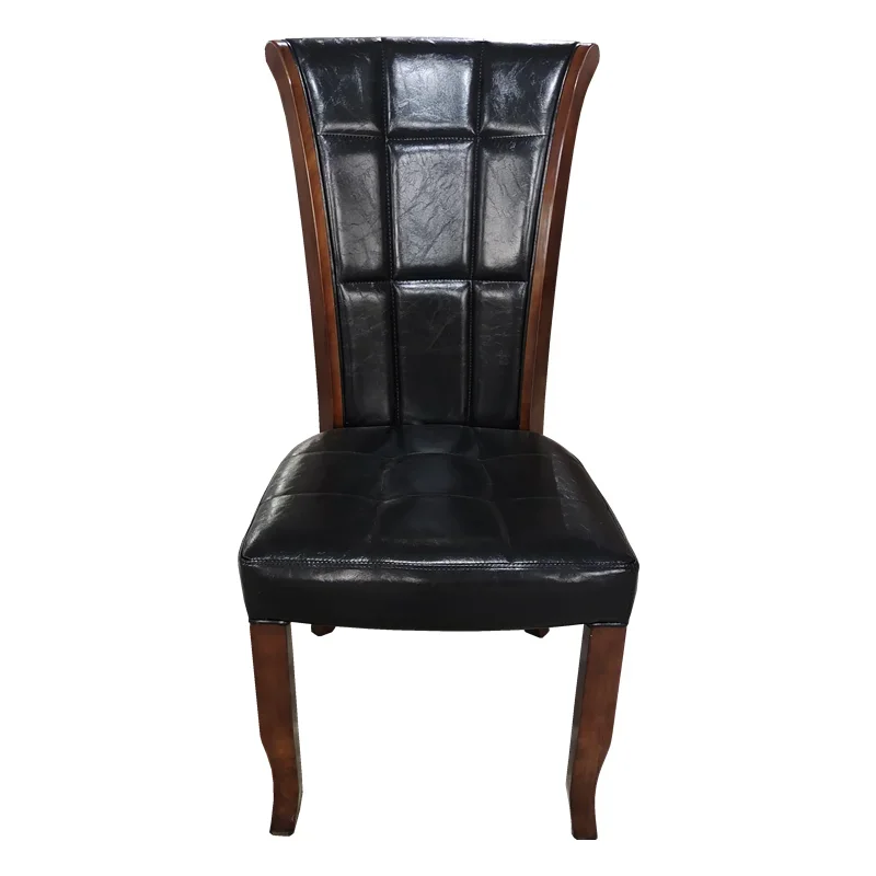 

Simple and modern complete solid wood soft bag high backrest dining chair home hotel box restaurant chair leather