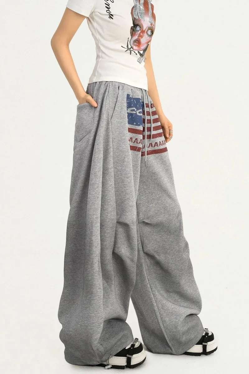 Y2K pants Harajuku American Vintage Letter Print Wide Leg Pants Men Wome Hip Hop Goth Sweatpants 2000s Wide Leg Pants Streetwear