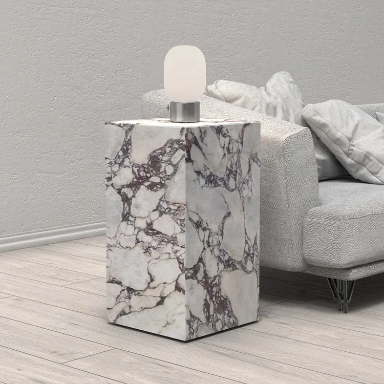 Coffee Table With Side Table Set, Naure Marble Modern Office Cube High Quality Viola Plinth Coffee Table