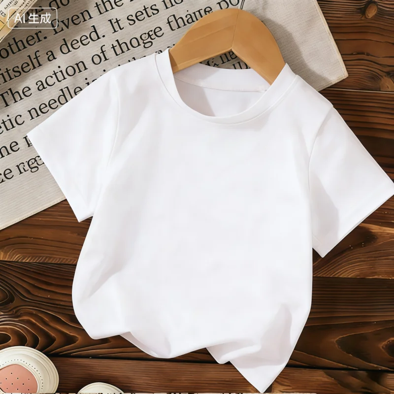 

180gsm Fabric 100% Cotton Children Boy Girl T Shirt 2026 New Summer Women Short Sleeve T-Shirt Cute Style Solid Color Tops