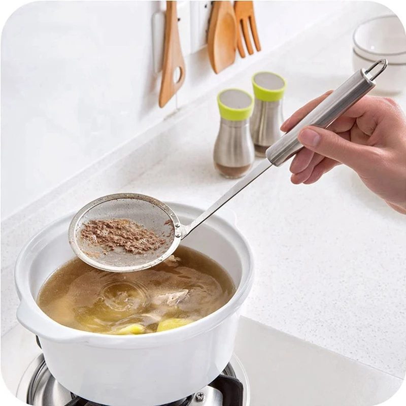 Skimmer Spoon, Swify Stainless Steel Fine Mesh Food Strainer Japanese Hot Pot Skimmer For Cooking Foam Grease Oil Filter