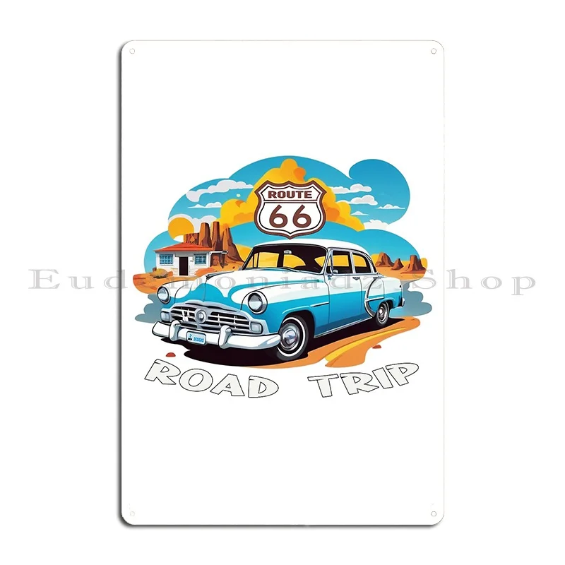 Classic Road Trip On 66 Metal Plaque Poster Personalized Garage Home Living Room Cinema Tin Sign Poster