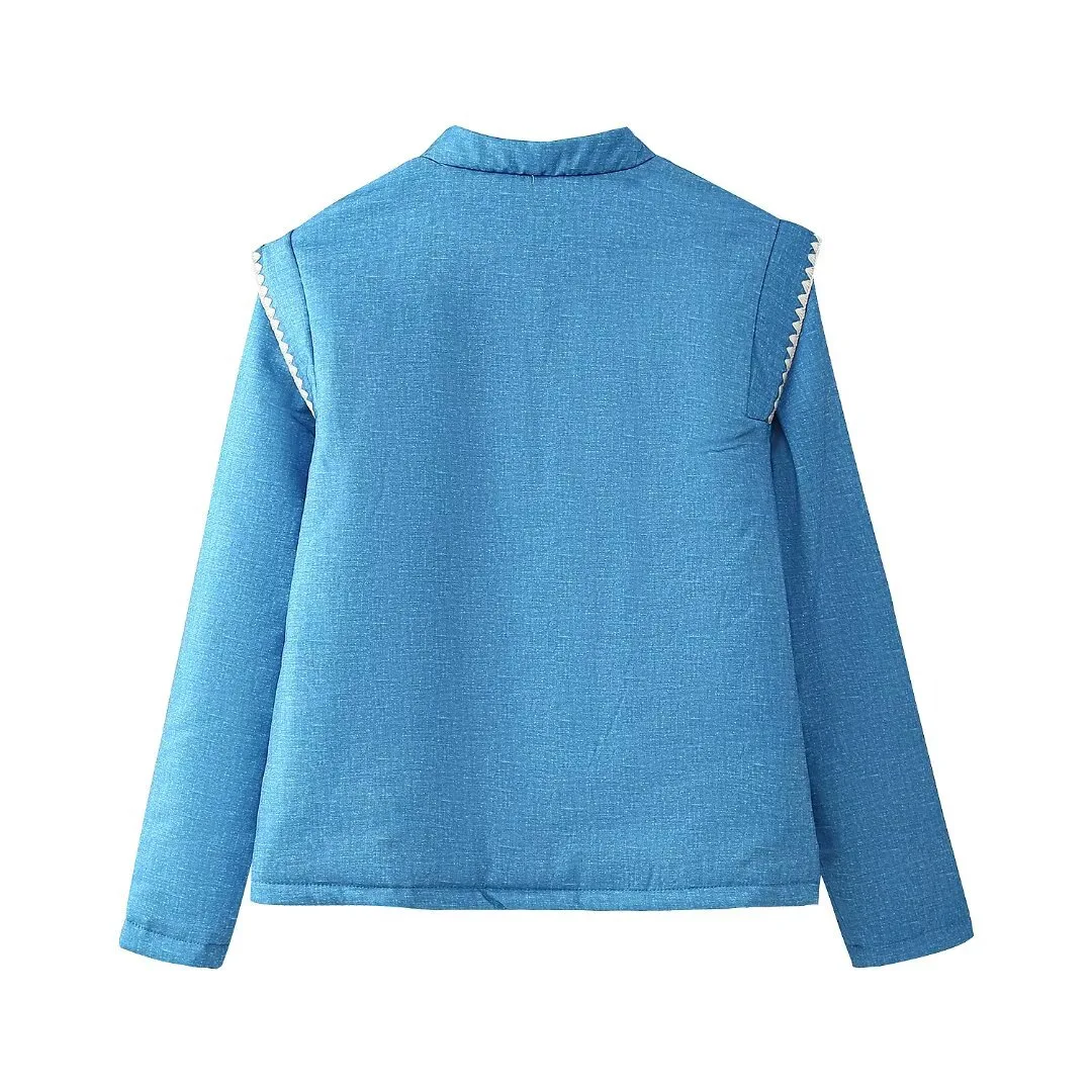 European and American 2025 Autumn and Winter hot style reversible single-breasted printed warm cotton jacket