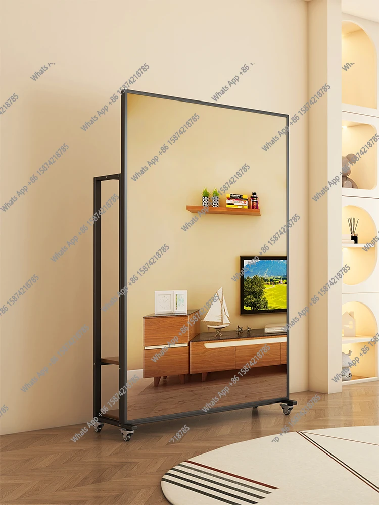 Mobile full-body mirror, coat rack, shoe cabinet, integrated dance mirror, home living room hanger with mirror, rotatable whole