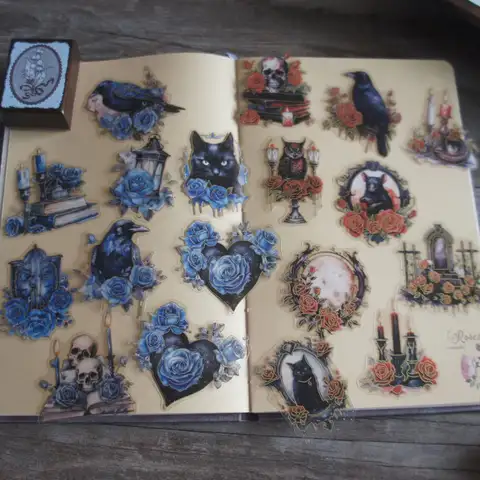 18pcs Magic School Books Owl Cat Style PVC Sticker Scrapbooking DIY Gift Label Decoration Tag