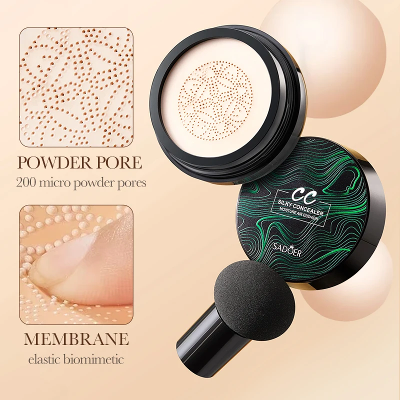 SADOER Cabeça de Cogumelo CC Almofada de Ar Corretivo Facial Iluminando Hidratante Creme de Fundação Corretivo Iluminador À Prova D 'Água
