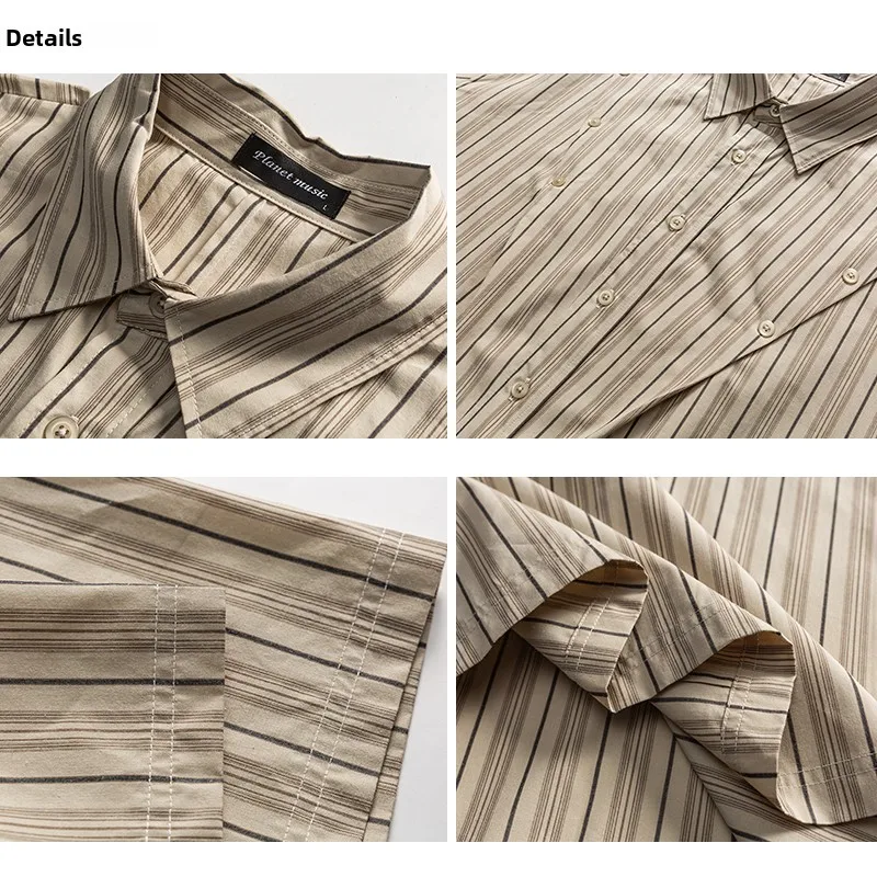 

Лето, американский ретро-дизайн, свободная повседневная полосатая ort Sve irt ex Youth Faion, верхняя одежда, пальто, весна-осень