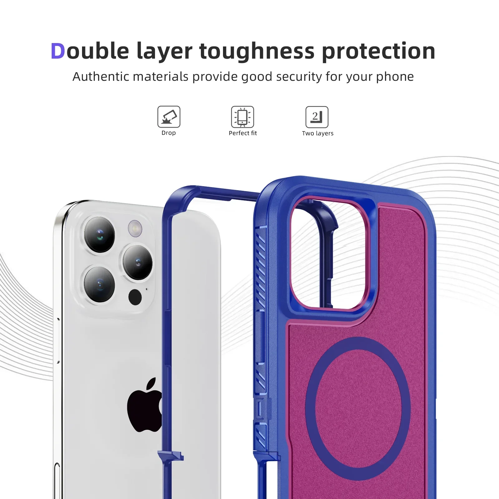 حافظة لهاتف آيفون بحامل مغناطيسي متين من الدرجة العسكرية لهاتف آيفون 1716 15 14 13 12 11 Pro Max Plus غطاء خلفي لحماية المسند