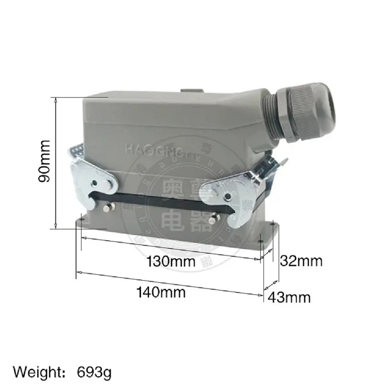 Heavy-duty connector H24B - HE - 024-1 with cover 24 core base line measure double current 16 a voltage 500 v