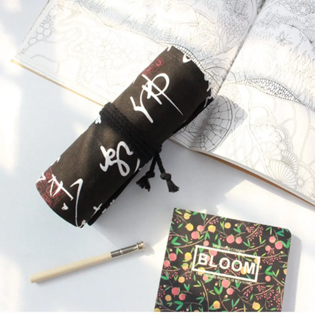 

Чехол-скрутка для карандашей из холста с 48 эластичными отделениями, портативный рулонный пенал для рисования, скетчинга, каллиграфии и художественных работ