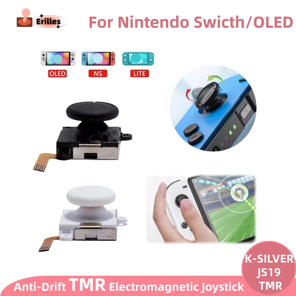 2/10 piezas Joystick con sensor TMR K-SILVER JS19 para reemplazo de JoyCon, palanca electromagnética sin desviación para Nintendo Switch/OLED