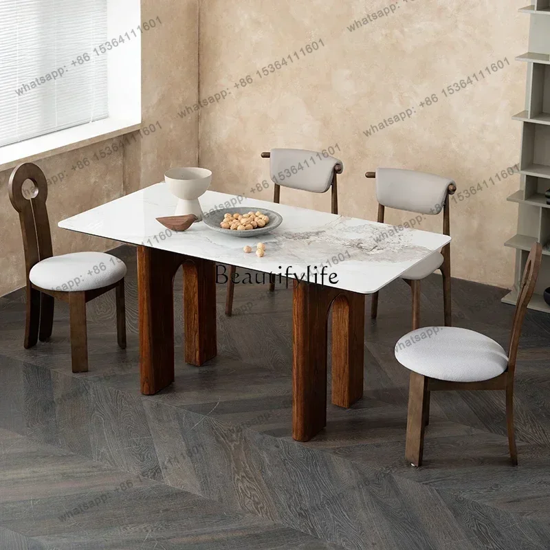 Factory Direct Modern simple rectangular rock slab dining table medieval style dining table