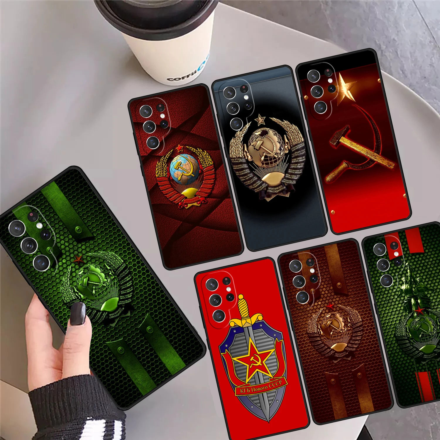 

Russia Soviet Emblem Flag Phone Case Cover For Samsung Galaxy S24 S25 Ultra 23 S22 Plus S21 FE S20 Note 10 Pro Note 20