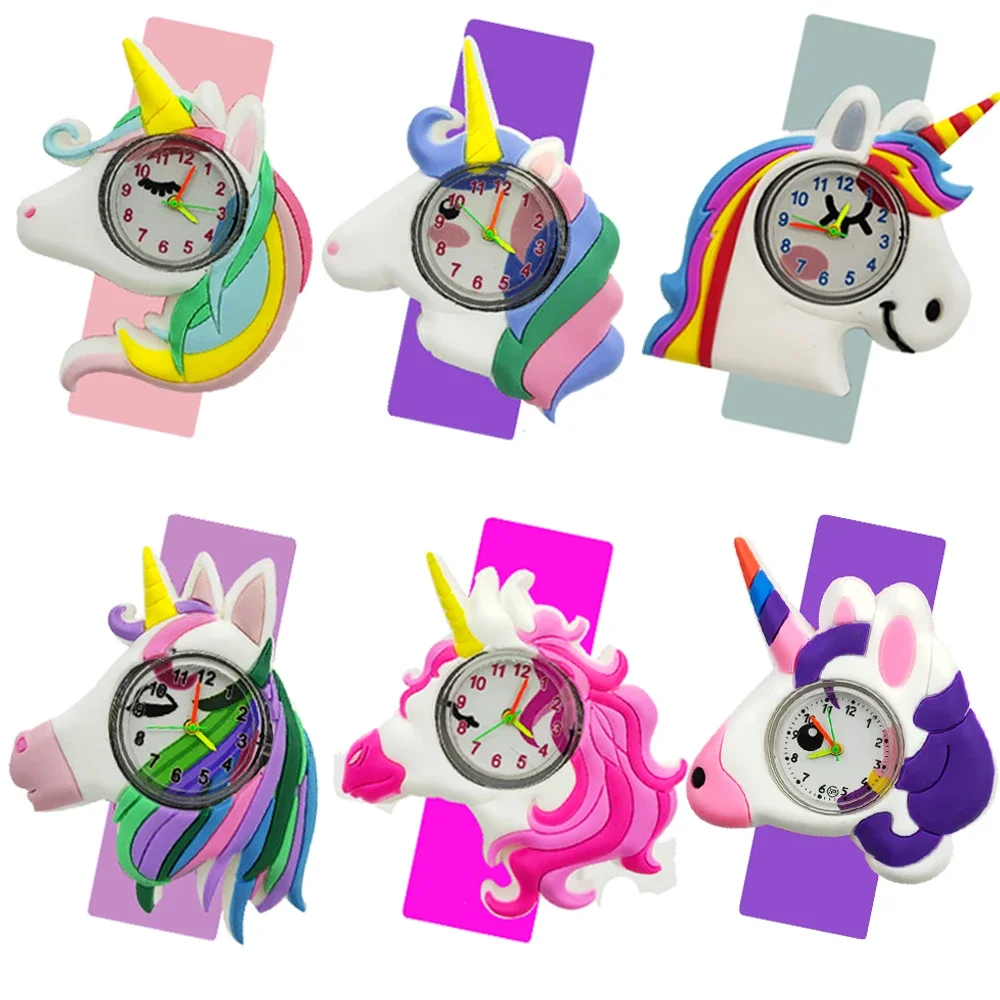 Reloj Digital de unicornio 5D para niños, regalo de cumpleaños, hora de estudio, juguete, pulsera Slap, gran oferta, 2024