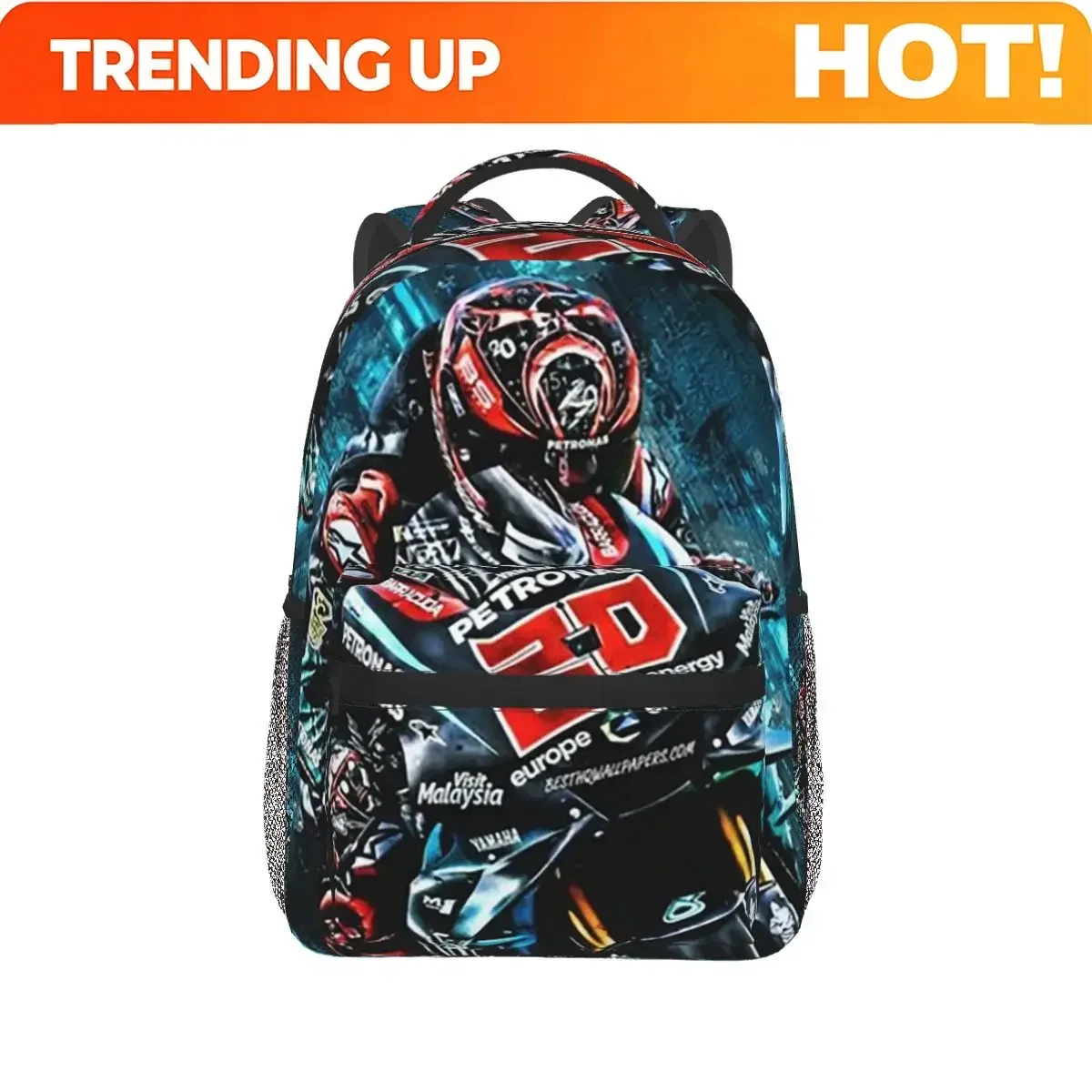 Custom Bag Fabio Quartararo French Motorcycle Racer Backpack Hot Sale Daypack Large Capacity Children BookBag School Bag Shoulde