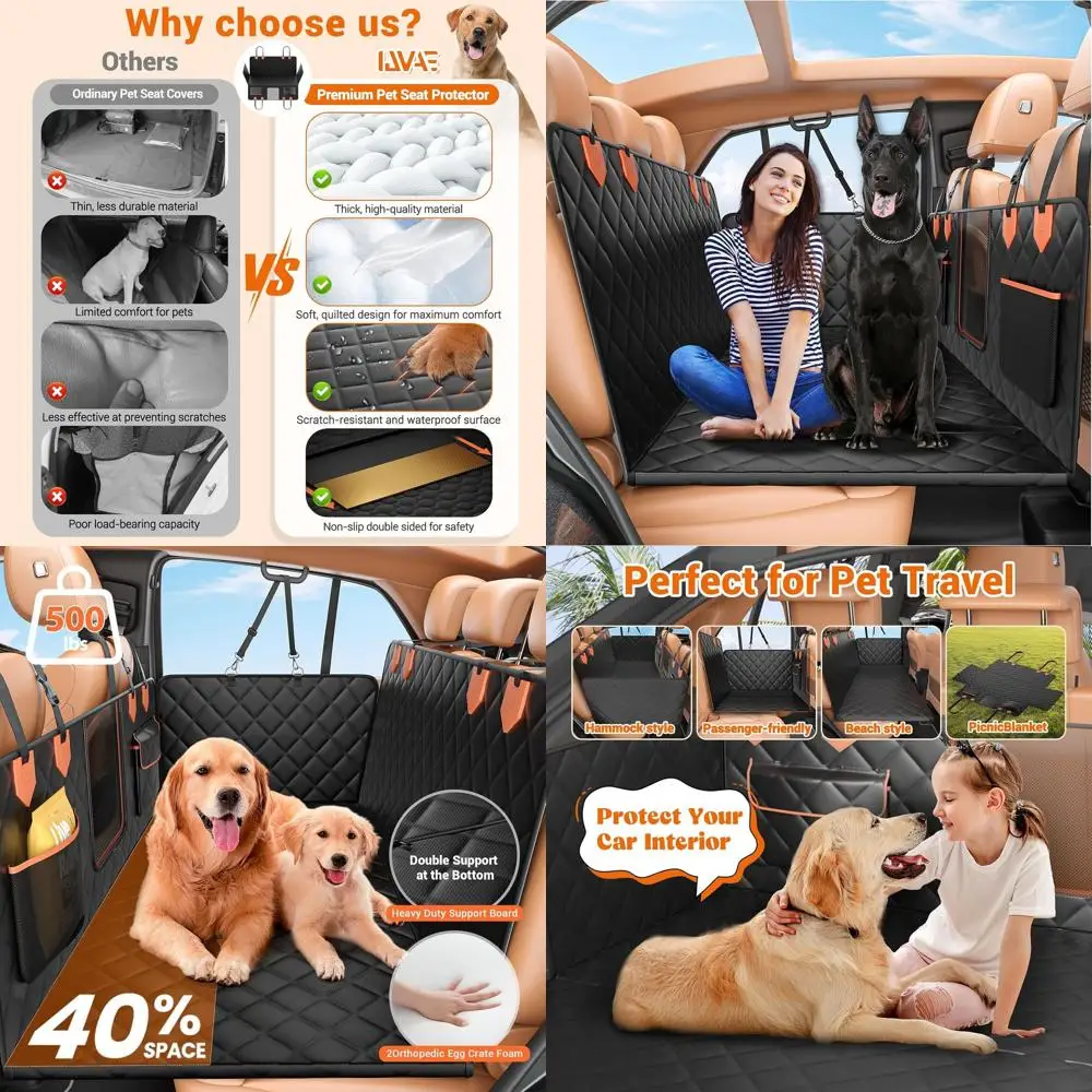 

Водонепроницаемый противоскользящий чехол для автомобильного сиденья с грузоподъемностью 500 фунтов для крупных животных и комфортной защиты при путешествиях