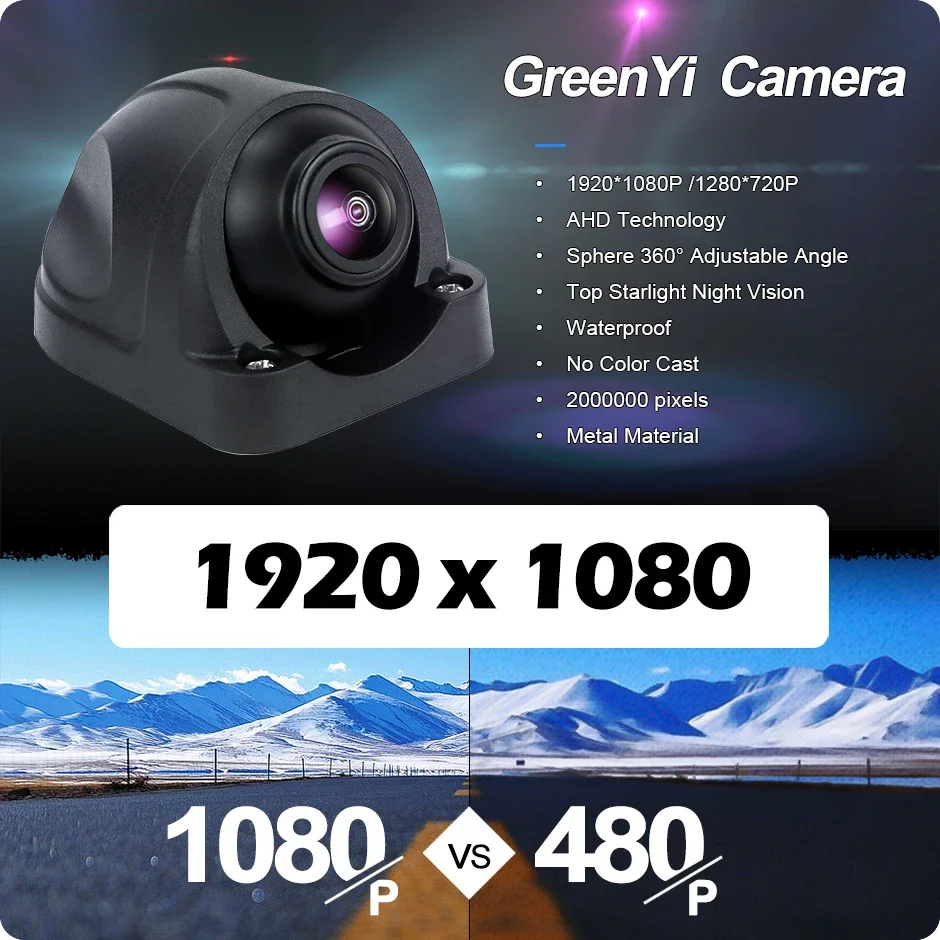 AHD 1920*1080P Rear View Camera 360° Adjustable Angle Starlight Night Vision Vehicle Sphere Camera For Bus Car Truck