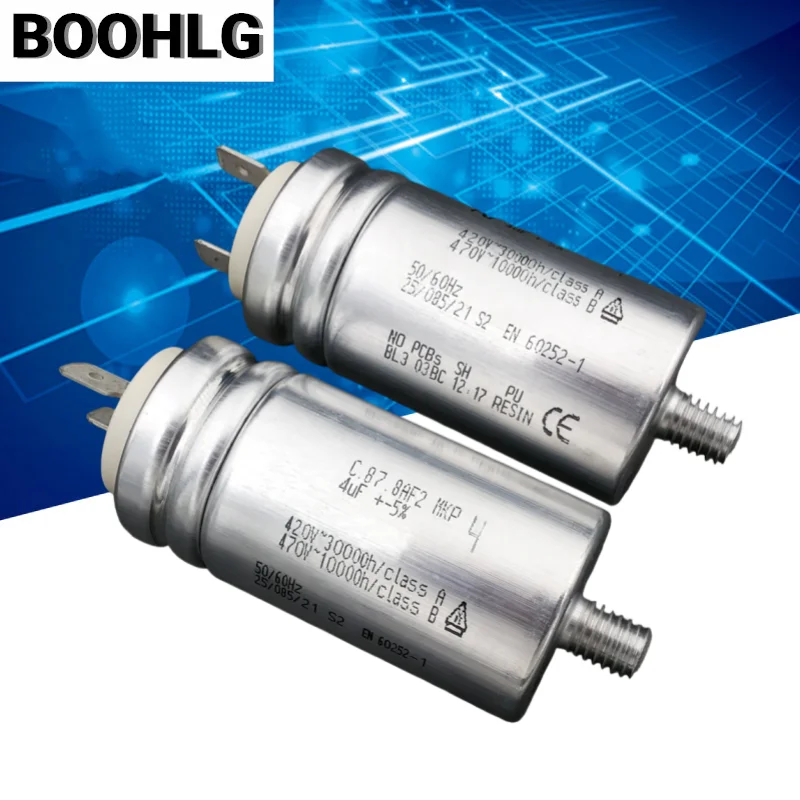 1PCS A V 4UF 420V 470V 4uF C.87.8AF2 MKP 420V Fan motor start capacitor