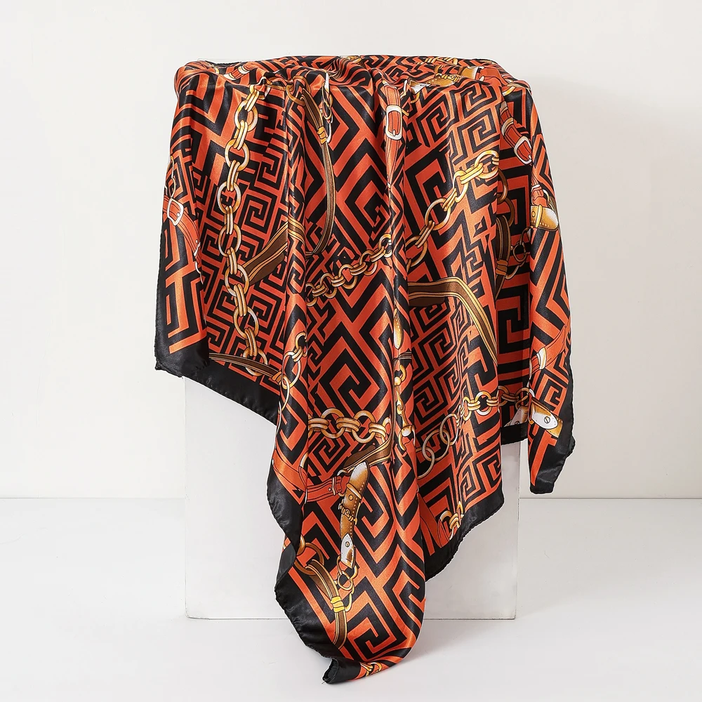 

Шелковый шарф женский люксовый бренд модельер голова/шарф для волос хиджаб бандана Cheveux платок 90 90