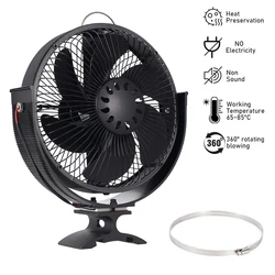 6 Blade Stove Fan Wall-mounted Standing 2-in-1 Heat Powered Fireplace Fan heat shield Log Eco-fan Home Warm Heat Distribution