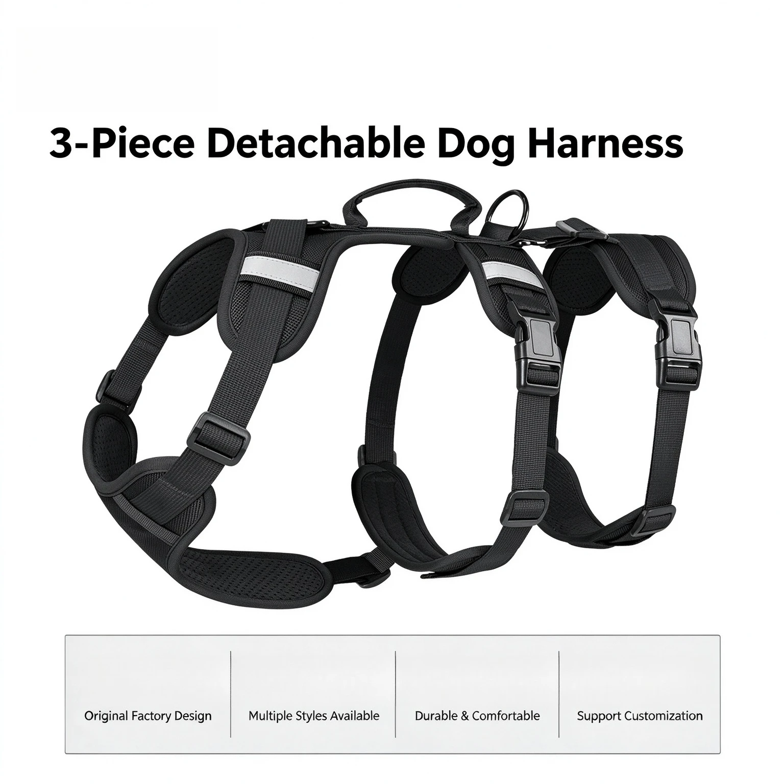 3-Stage Full Body Tactical Dog Harness for Medium Large Breeds,Easy On Off Emotional Support Working Dog Ves Service Dog Vest - view 4