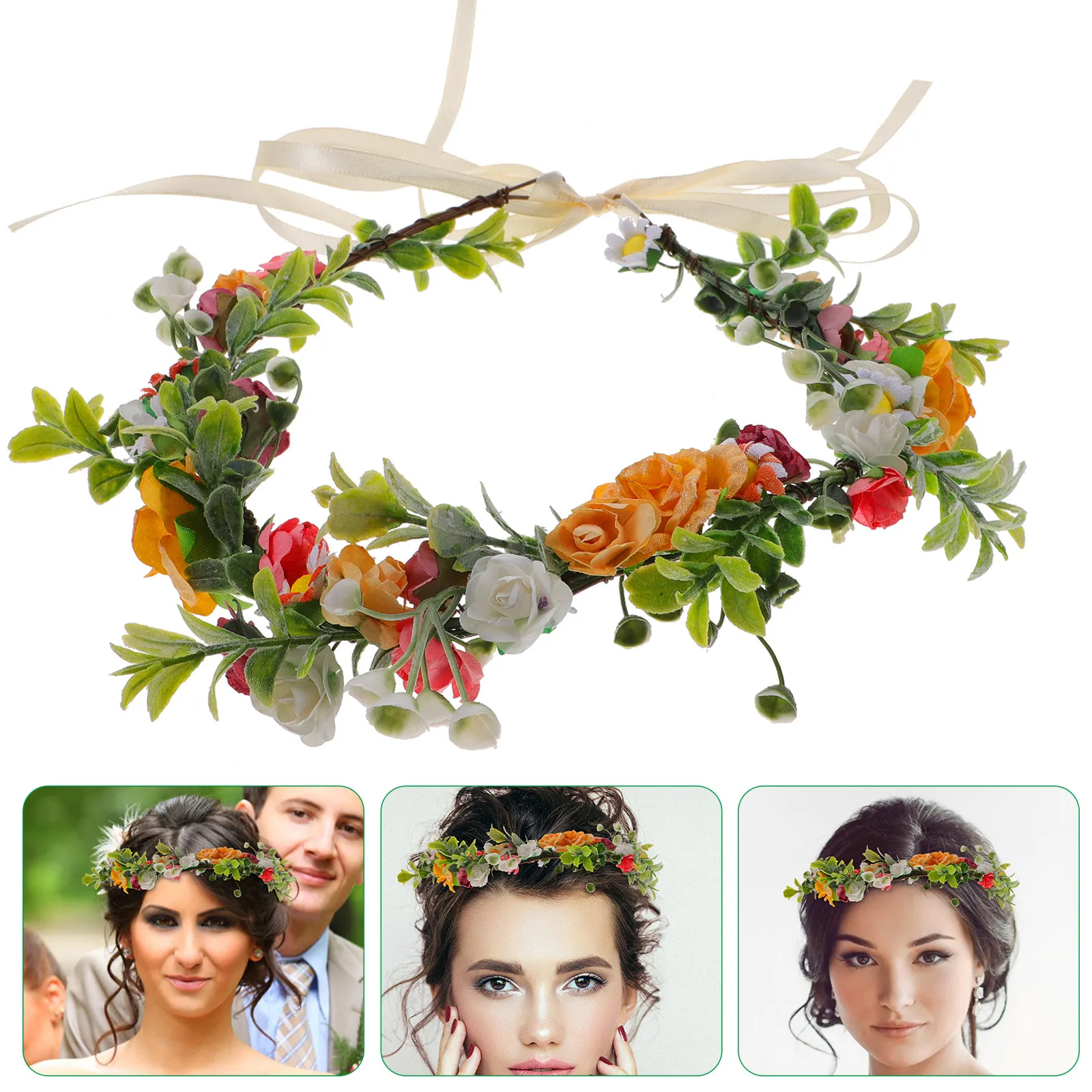 

Цветочная повязка на голову с розами, свадебный венок, шикарный тканевый цветочный венок-корона для невесты, подружки невесты, для церемоний и торжеств