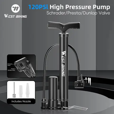 WEST BIKING 120PSI Bike Pump Portable Floor Bicycle Pump For Schrader/Presta Valve Bike Tire Inflator MTB Road Bike Accessories