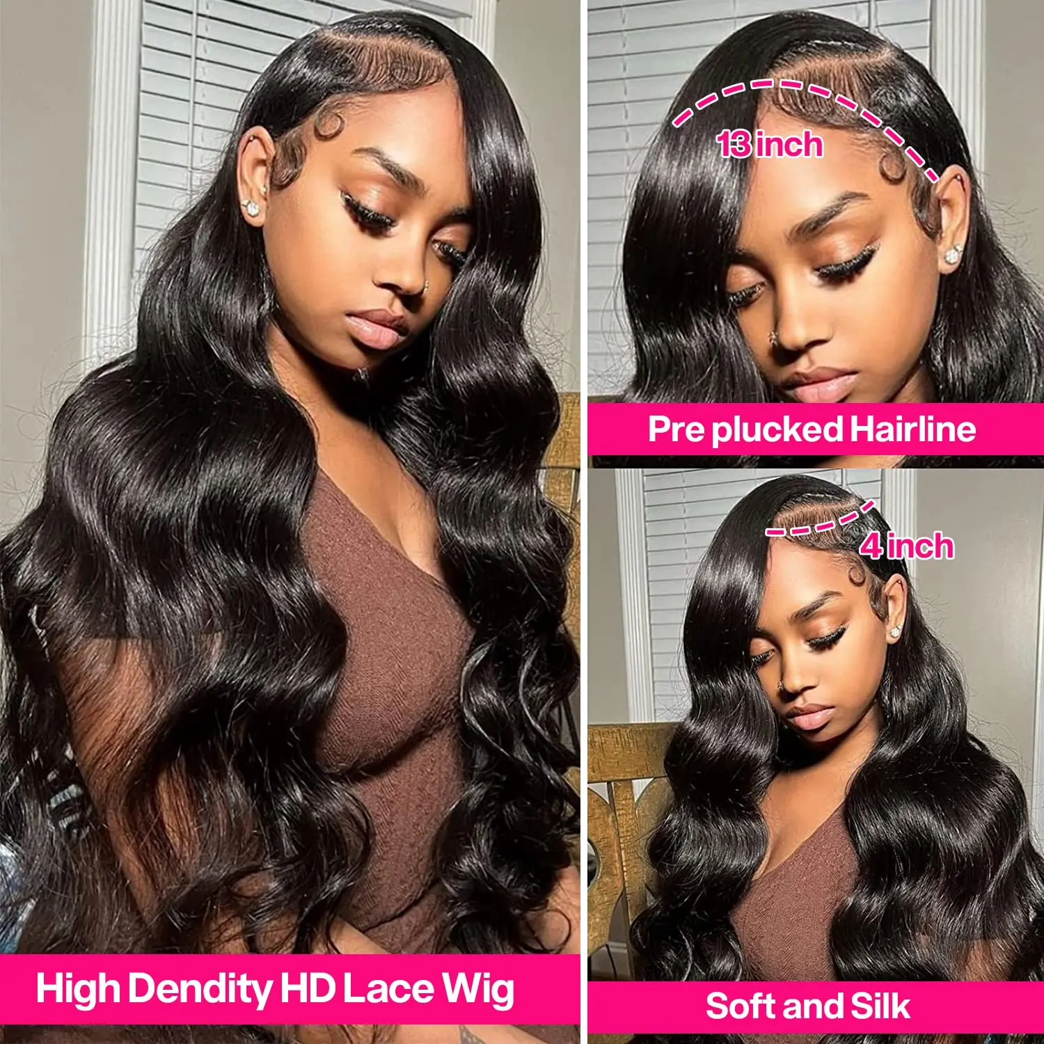 Perruque Lace Front Wig Body Wave Brésilienne Remy Naturelle, Cheveux Humains, 13x4, 13x6, Pre-Plucked 200%, Transparent HD, pour Femme Africaine