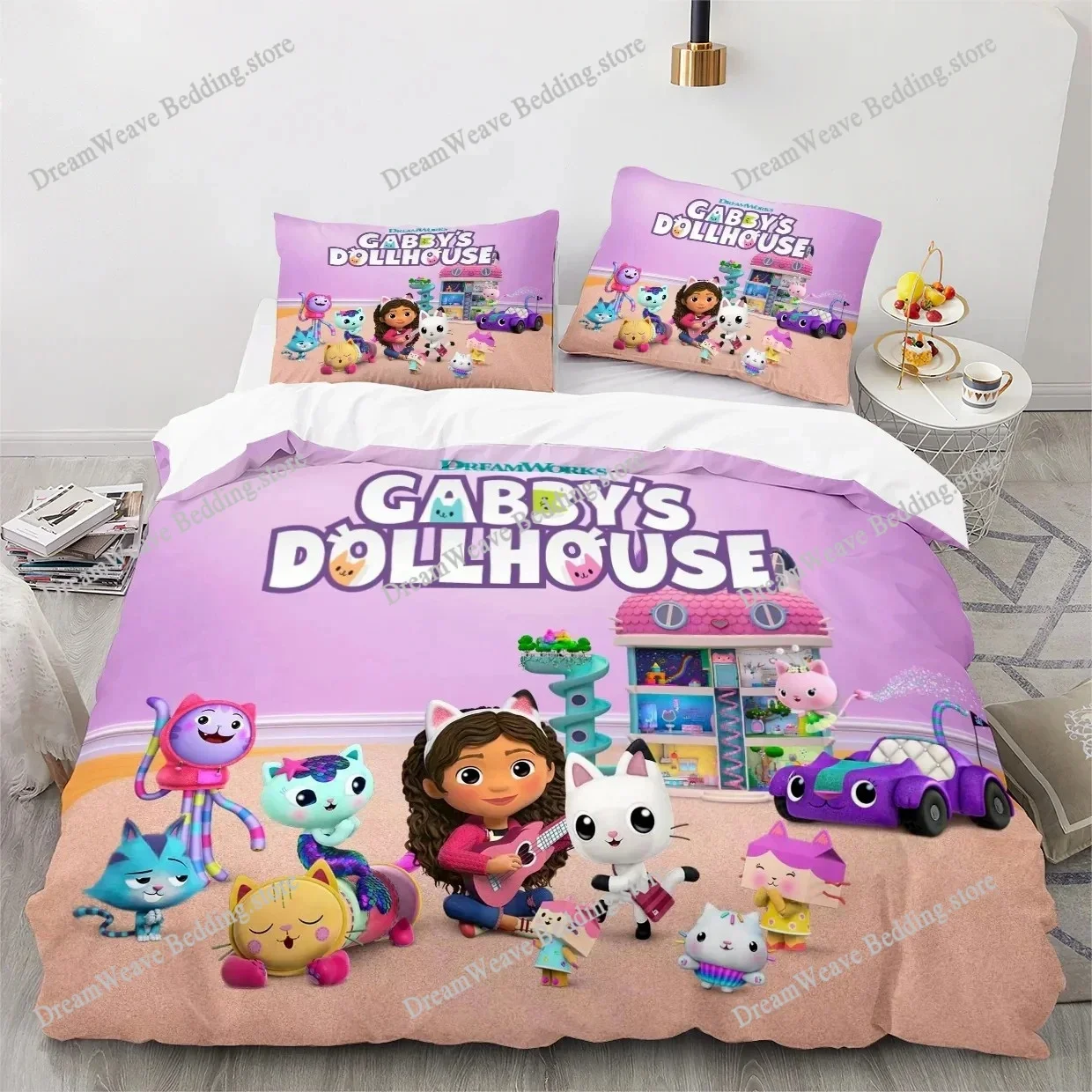 

3D Print Duvet Cover Gabby's Dollhouse Pattern Quilt Covers for Children Single Twin Queen King Bedding Set Home Textile