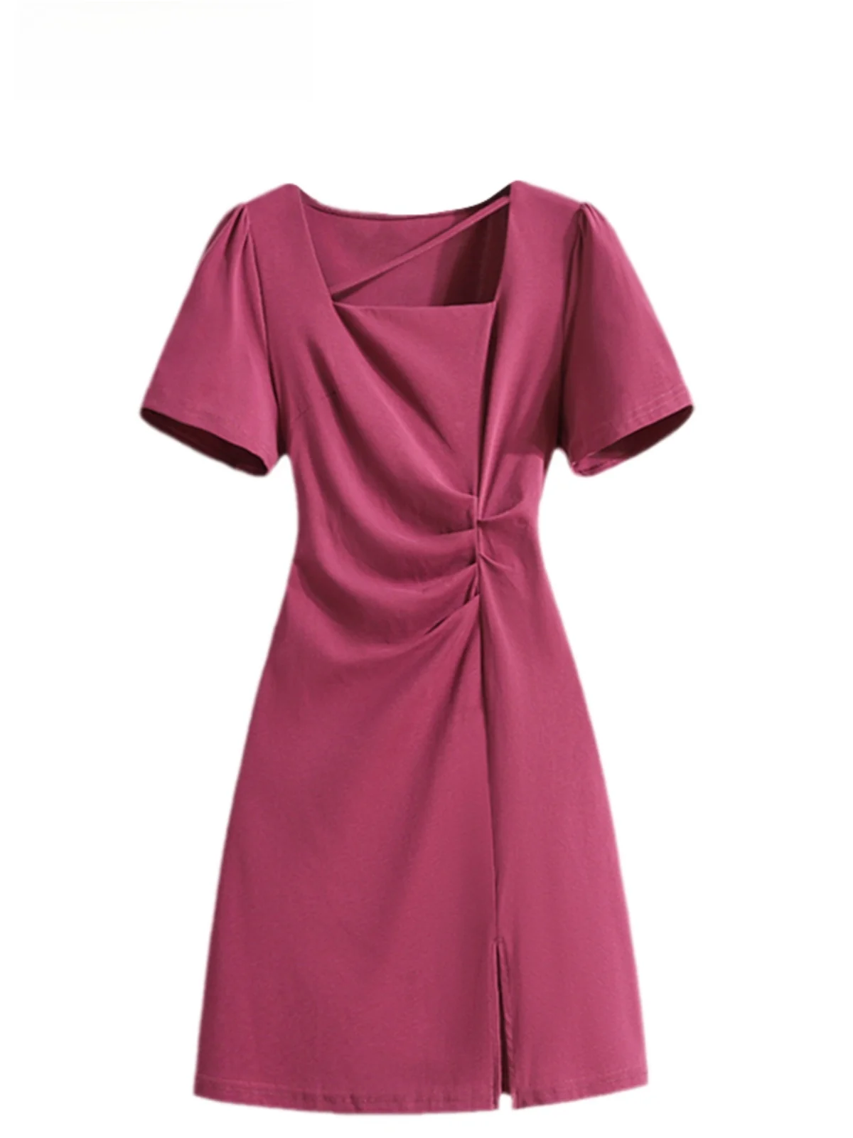 

Summer Tea Break Sweet And Spicy Waist-Cinching Maxi Dress for plus Size Women Elegant Style Short Sleeve Cotton Polyester Blend