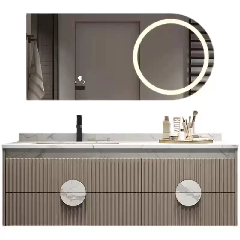 

Туалетный столик премиум-класса из мраморного МДФ с сенсорным зеркалом и водонепроницаемыми ящиками