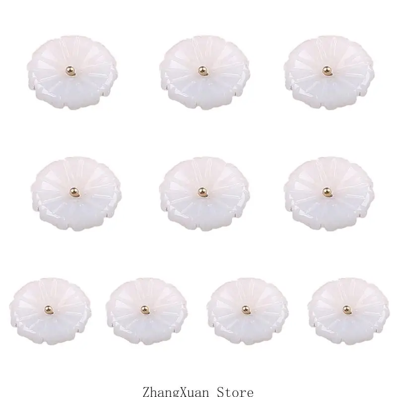 10 Stück Blumenform Harz dekorativer Knopf Cheongsam Harz Knoten Knopf für traditionelle Kleidung Nähen Dekoration 3XUF – Detail 4