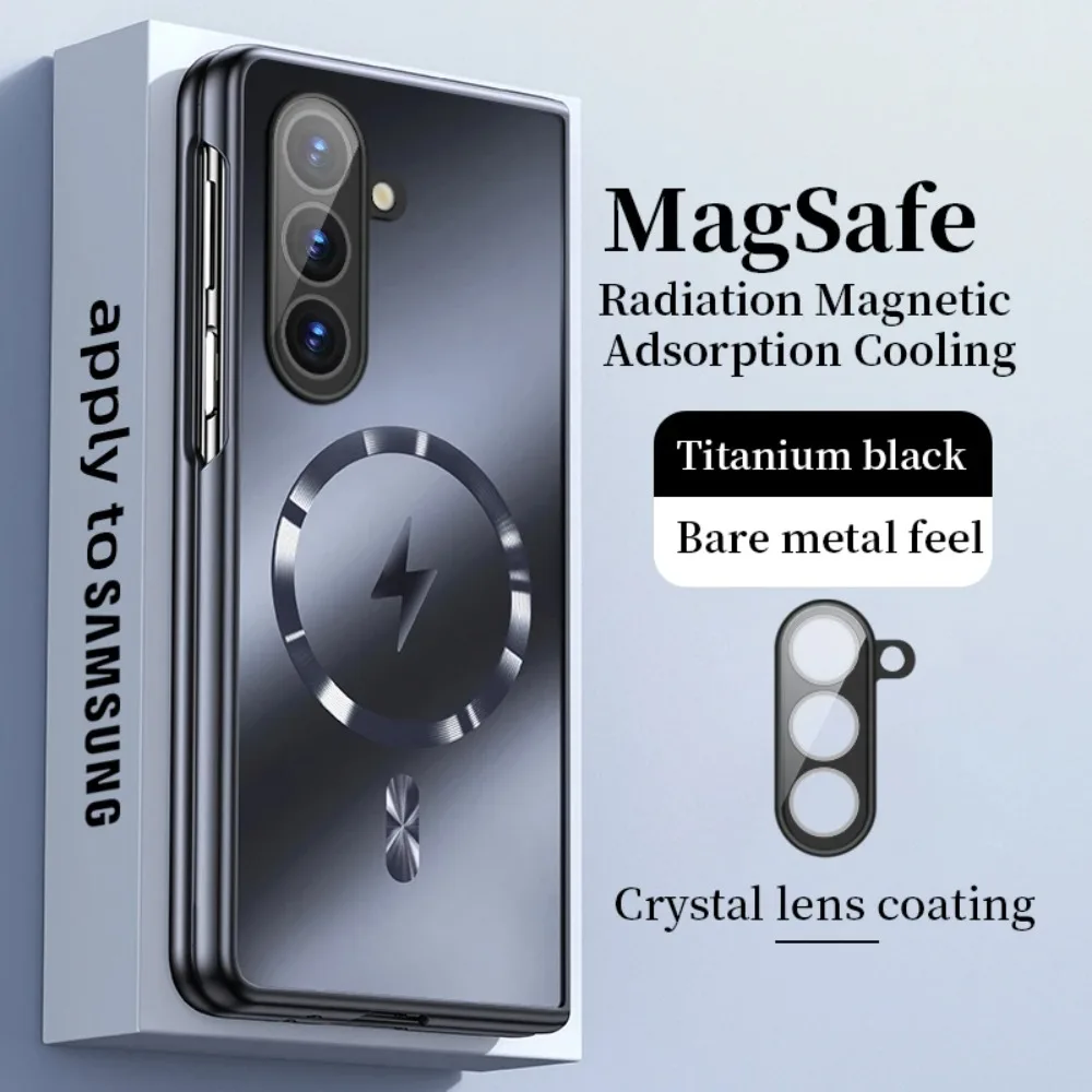 

Бизнес-невидимый чехол для беспроводной зарядки Magsafe для Samsung Galaxy Z Fold 7 6, тонкий защитный чехол с защитой от падения, голый металлический защитный жесткий чехол