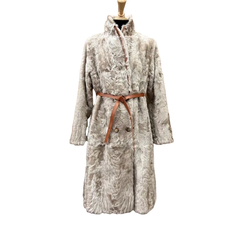 Gold lamb fur fur body imported fetal wool fur body coat sheepskin fur outside luxury femme abrigos elegantes