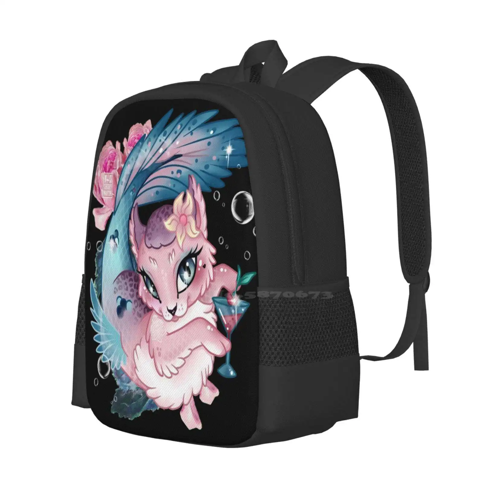 Pretty Little Purrmaid Large Capacity School Backpack Laptop Bags Mermaid Cat Merkitty Purrmaid Kawaii Under The Sea Siren Miss