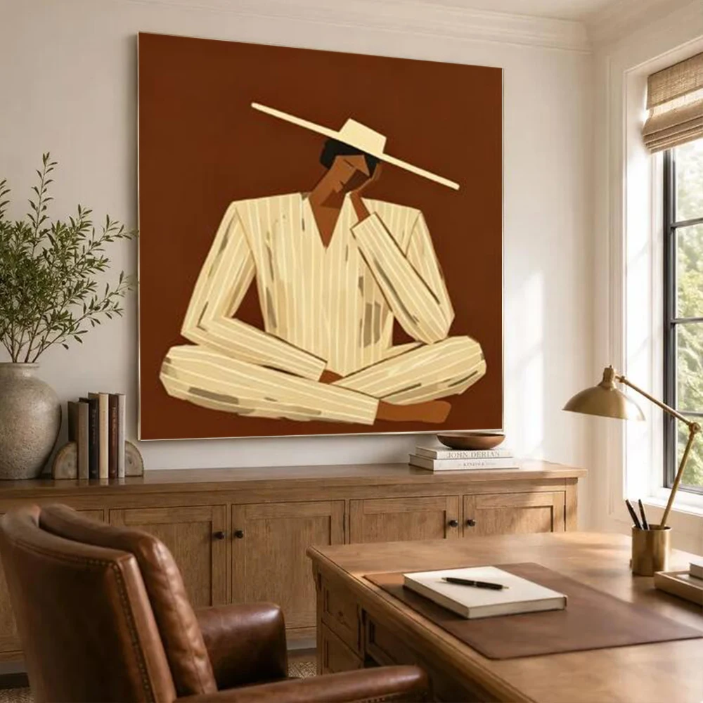 Abstract Oil Painting on Canvas 100% Handmade French Figure Wall Art Picture Thick Layer Mural for Home Living Room Decor