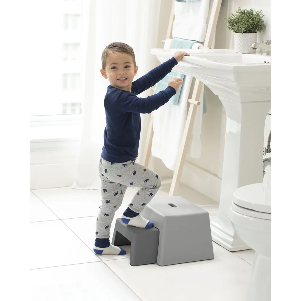 Toddler Step Stool 2-in-1 Space Saving Design Non-Slip Bases Adjustable Height Nesting Stools Potty Training Kitchen Helper
