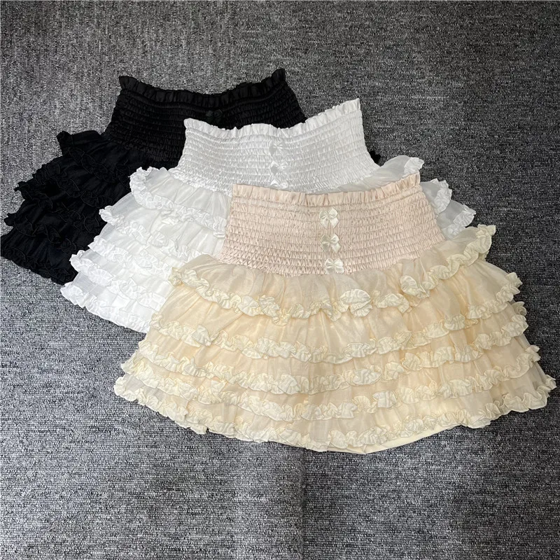 

Sweet High Waist Ballet Style Short Cake Skirt Women's Summer New Elastic Anti-Light Fluffy Skirt Short Skirts