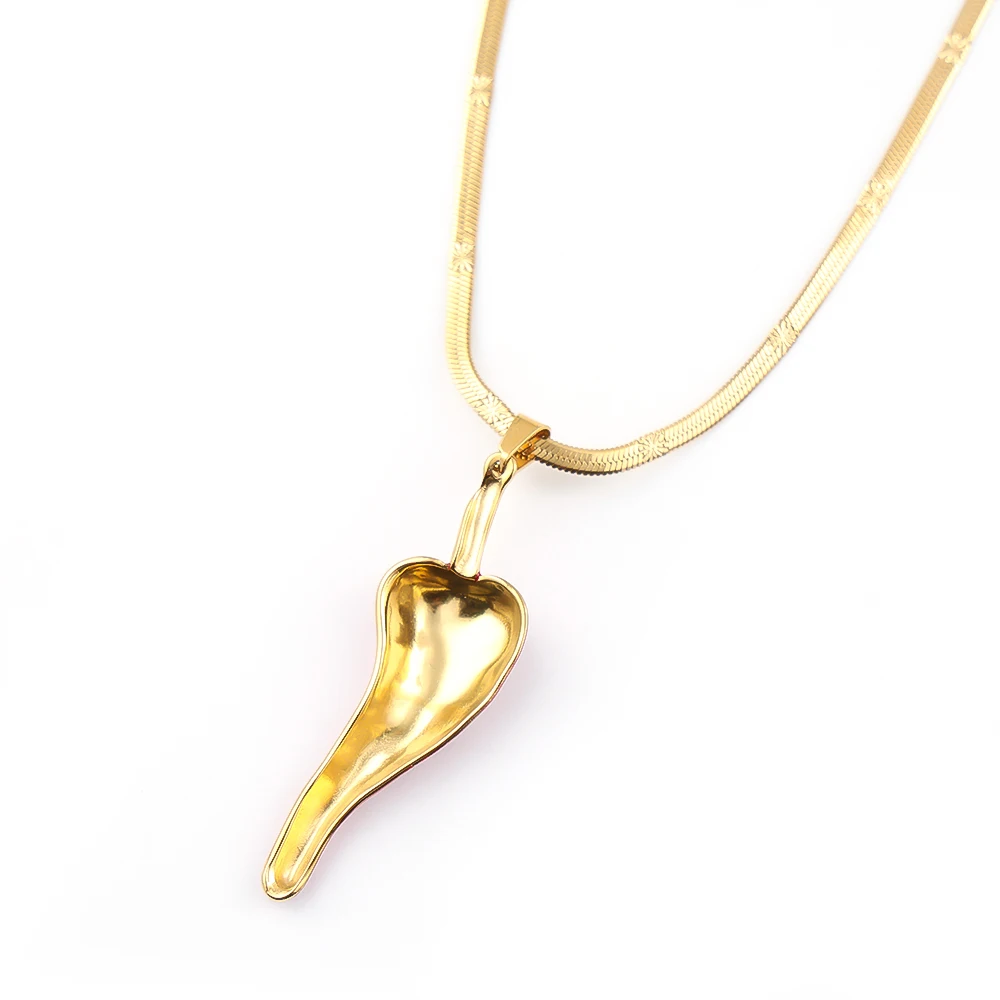 Enamel Cute Red Chili Pepper Pendant Necklace for Women Girls Stainless Steel Gold Plated Snake Chain Necklaces Jewelry Gift