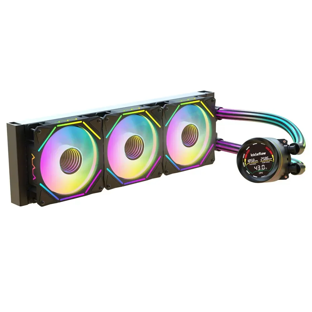 360mm Wholesale PC Water Cooling Kit Computer Fan Cooler LCD segmented display AIO CPU liquid Cooler