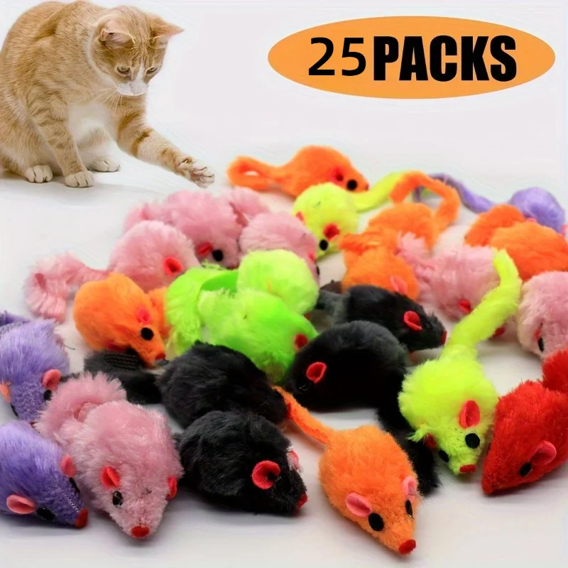 25 Stück/Beutel Plüsch kleine Mäuse Katzenspielzeug Mausförmiges Katzenspielzeug Interaktives Mausspielzeug Geeignet für aggressive Spiele Sport